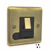 Without Neon - Fused outlet with on | off switch : Black Trim Warwick Antique Brass Switched Fused Spur