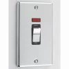 Double Plate - 1 Gang - Used for shower and cooker circuits. Switches both live and neutral poles : Black Trim Warwick Polished Chrome Cooker (45 Amp Double Pole) Switch