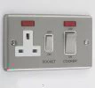 Warwick Brushed Chrome Cooker Control (45 Amp Double Pole Switch and 13 Amp Socket) - 1