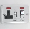 Double Plate - Used for cooker circuit. Switches both live and neutral poles also has a single 13 AmpMP socket with switch : Black Trim Warwick Polished Chrome Cooker Control (45 Amp Double Pole Switch and 13 Amp Socket)