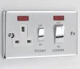 Double Plate - Used for cooker circuit. Switches both live and neutral poles also has a single 13 AmpMP socket with switch : White Trim
