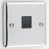 1 Gang - Single telephone extension point : Black Trim Warwick Polished Chrome Telephone Extension Socket