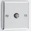 1 Gang - With F connector for satellite TV installations : Black Trim Warwick Polished Chrome Satellite Socket (F Connector)