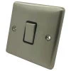 1 Gang Intermediate Light Switch : Black Trim Warwick Brushed Steel Intermediate Light Switch