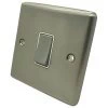1 Gang - Used for heating and water heating circuits. Switches both live and neutral poles : White Trim Warwick Brushed Steel 20 Amp Switch