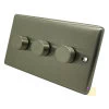 Warwick Brushed Steel Push Intermediate Switch and Push Light Switch Combination - 1