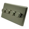 Warwick Brushed Steel Push Light Switch - 3