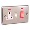Warwick Brushed Steel Cooker Control (45 Amp Double Pole Switch and 13 Amp Socket) - 1