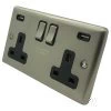 Warwick Brushed Steel Plug Socket with USB Charging - 1
