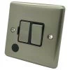 Without Neon - Fused outlet with on | off switch : Black Trim Warwick Brushed Steel Switched Fused Spur