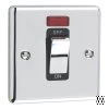 Single Plate - 1 Gang - Used for shower and cooker circuits. Switches both live and neutral poles : Black Trim Warwick Polished Chrome Cooker (45 Amp Double Pole) Switch