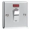 Single Plate - 1 Gang - Used for shower and cooker circuits. Switches both live and neutral poles : White Trim Warwick Polished Chrome Cooker (45 Amp Double Pole) Switch