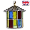 Winchcombe - with multi coloured stained glass highlights Winchcombe Outdoor Leaded Pendant Light | Hanging Porch Light