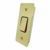 1 Gang Intermediate Light Switch : Polished Brass | Black Trim Slim Intermediate Switches - Architrave Intermediate Light Switches