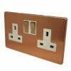 Screwless Brushed Copper Switched Plug Socket (Twin Earth) - 1