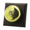 1 Old Brass Dome Switch on Square Wooden Pattress