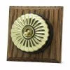 1 Fluted Polished Brass Dome Switch on Square Wooden Pattress