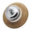 1 Polished Chrome Dome Switch on Round Wooden Pattress
