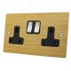 Flat Wood Oak / Satin Stainless Sockets and Switches