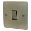 1 Gang Centre Off Retractive Switch : Black Trim Low Profile Rounded Antique Brass Retractive Centre Off Switch