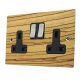 Flat Wood Zebrano / Satin Stainless Sockets and Switches