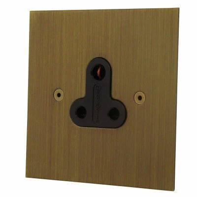 Ultra Square Antique Brass Round Pin Unswitched Socket (For Lighting)