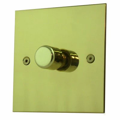 Ultra Square Polished Brass Round Pin Unswitched Socket (For Lighting)