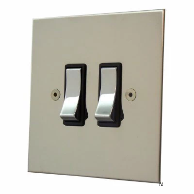 Ultra Square Polished Chrome Round Pin Unswitched Socket (For Lighting)