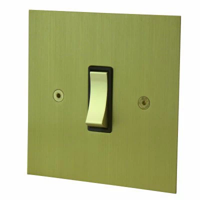 Ultra Square Satin Brass Intermediate Toggle Switch and Toggle Switch Combination