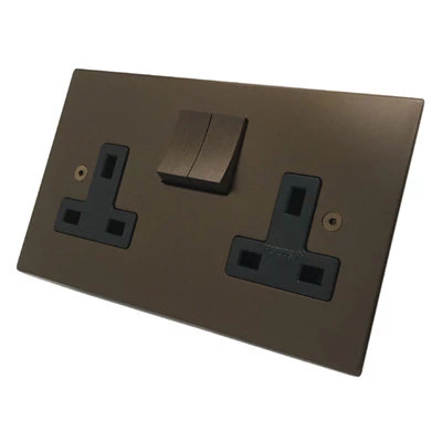 Ultra Square Bronze Antique Switched Plug Socket