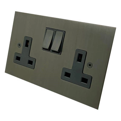 Ultra Square Cocoa Bronze Switched Plug Socket