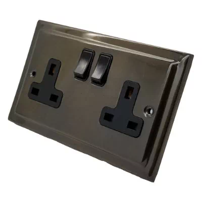 Victorian Bronze Antique Switched Plug Socket