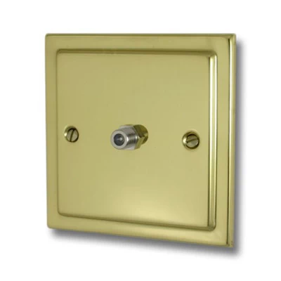 Victorian Polished Brass Satellite Socket (F Connector)