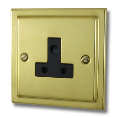 Victorian Polished Brass Round Pin Unswitched Socket (For Lighting)