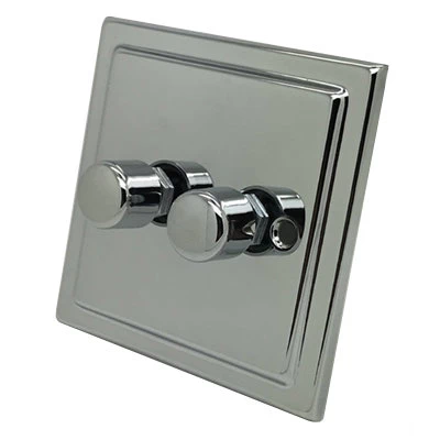 Victorian Polished Chrome LED Dimmer and Push Light Switch Combination