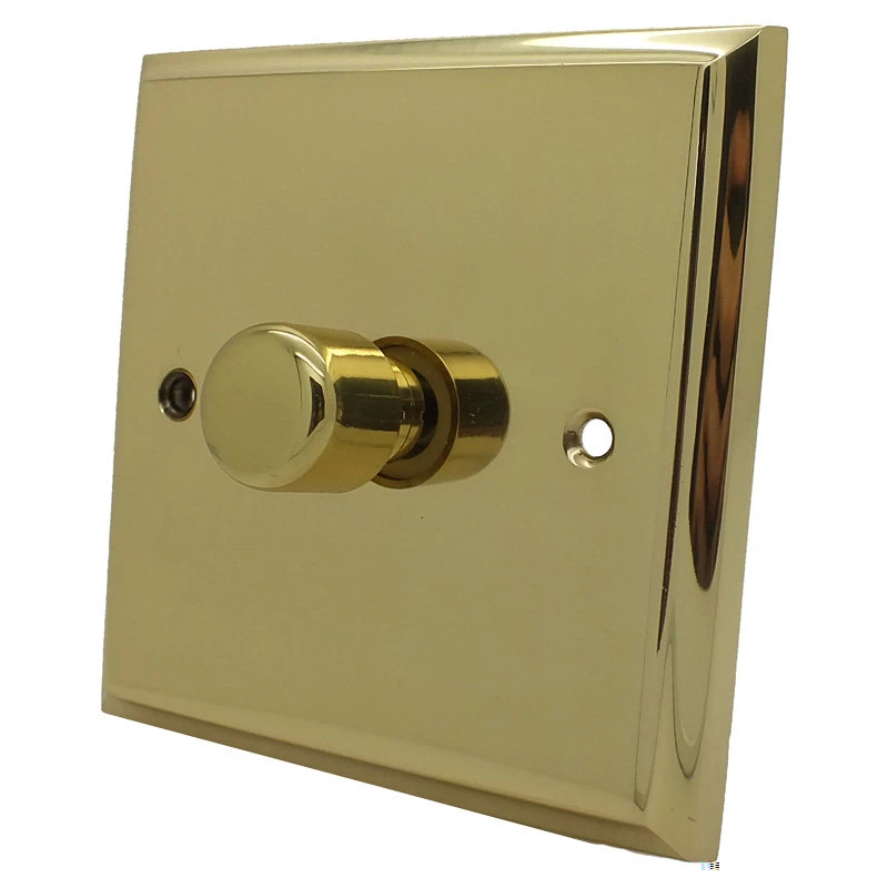 Victorian Premier Plus Polished Brass (Cast) LED Dimmer and Push Light Switch Combination