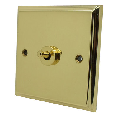 Victorian Premier Plus Polished Brass (Cast) Dimmer and Toggle Switch Combination