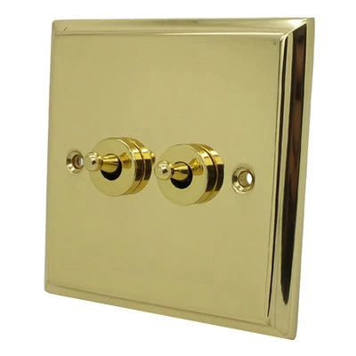 Victorian Premier Plus Polished Brass (Cast) Intermediate Toggle Switch and Toggle Switch Combination