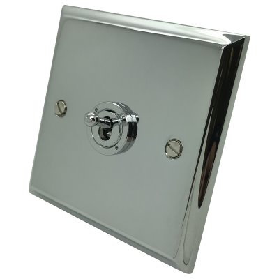 Victorian Premier Plus Polished Chrome (Cast) Dimmer and Toggle Switch Combination