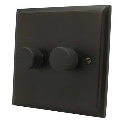 Victorian Premier Silk Bronze LED Dimmer and Push Light Switch Combination