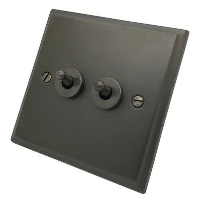 Victorian Premier Silk Bronze Intermediate Toggle Switch and Toggle Switch Combination