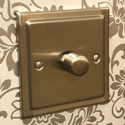 Victorian Satin Nickel LED Dimmer and Push Light Switch Combination
