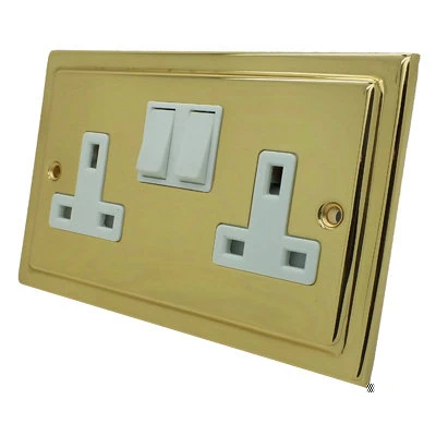Victorian Classic Polished Brass Switched Plug Socket