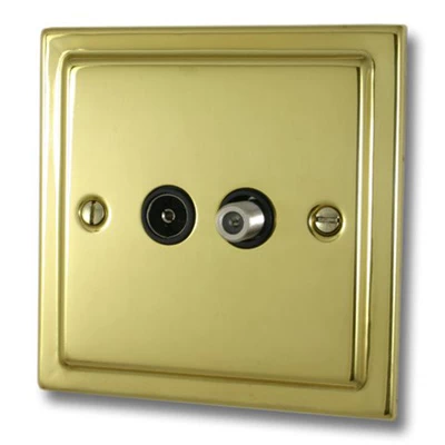 Victorian Classic Polished Brass TV and SKY Socket