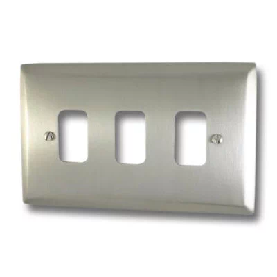 Vogue Grid Satin Stainless Sockets & Switches