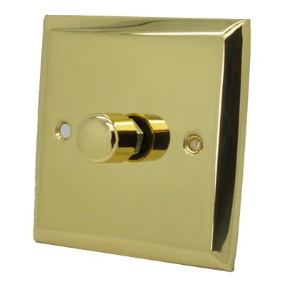 Vogue Polished Brass LED Dimmer and Push Light Switch Combination