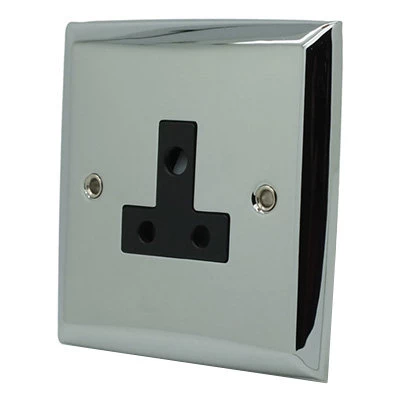 Vogue Polished Chrome Round Pin Unswitched Socket (For Lighting)