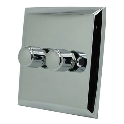 Vogue Polished Chrome LED Dimmer and Push Light Switch Combination