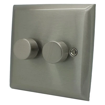 Vogue Satin Stainless Push Intermediate Switch and Push Light Switch Combination