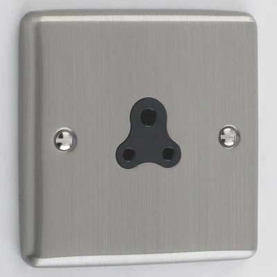 Warwick Brushed Chrome Round Pin Unswitched Socket (For Lighting)